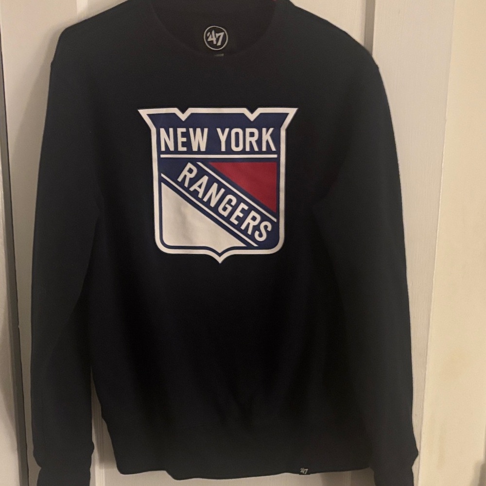 47 New York Rangers Black Crewneck Sweater